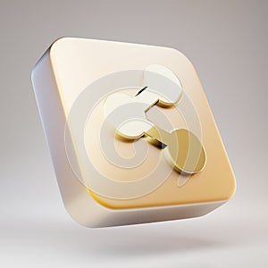 Share icon. Golden Share symbol on matte gold plate