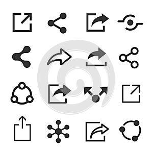 Share icon set, web and media symbol