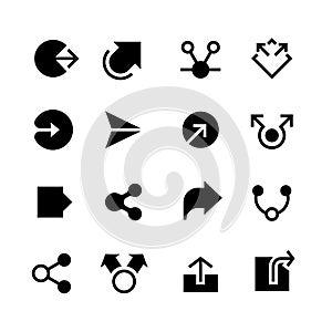 Share icons. Internet network publishing link vector pictograms