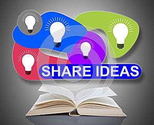 Share ideas concept above a book