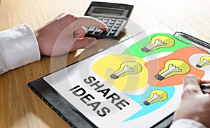 Share ideas concept on a clipboard