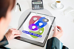 Share ideas concept on a clipboard