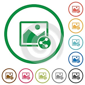 Share image flat icons with outlines