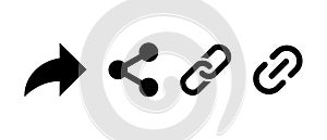 Share and link chain icon vector. Repost and hyperlink sign symbol