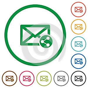 Share mail flat icons with outlines