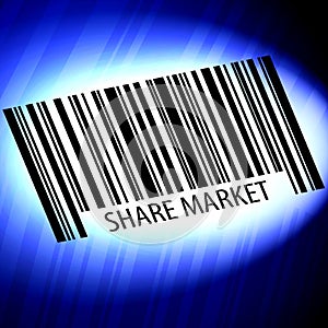 Share Market - barcode with futuristic blue background