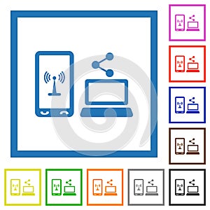 Share mobile internet flat framed icons