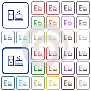 Share mobile internet outlined flat color icons