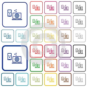 Share mobile internet outlined flat color icons