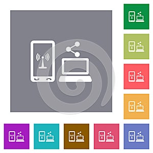 Share mobile internet square flat icons