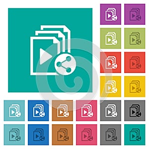 Share playlist square flat multi colored icons