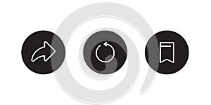 Share, Reload, and Save Button Icon Vector in Circle Shape