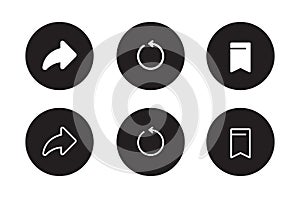 Share, Reload, and Save Icon Vector in Circle Button