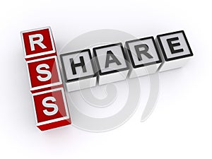Share rss word block on white