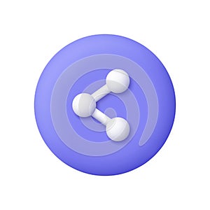 Share symbol on purple circle button. Social media sharing, communication, digital connection and user interface