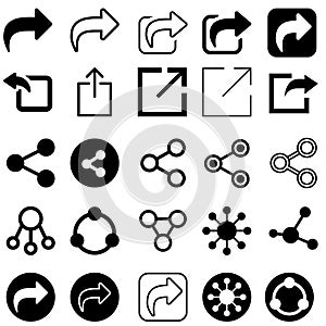 Share vector icon set. Arrow symbol. button connection illustration sign collection.