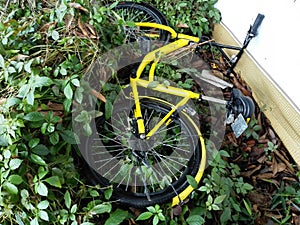 Shared bikes were thrown to the ground