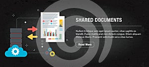 Shared documents banner internet with icons in vector