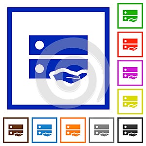 Shared drive flat framed icons