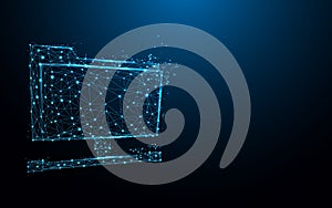 Shared folder form lines, triangles and particle style design. Illustration vector