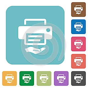 Shared printer rounded square flat icons