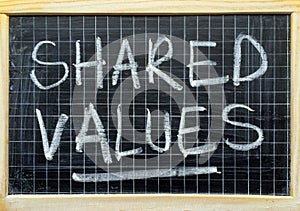 Shared Values Message on a Blackboard photo