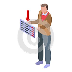 Shareholder decrease icon, isometric style