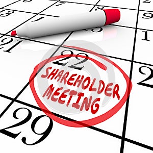 Shareholder Meeting Calendar Day Date Schedule Circled Reminder