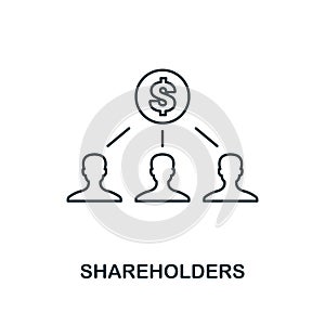 Shareholders outline icon. Thin line element from crowdfunding icons collection. UI and UX. Pixel perfect shareholders