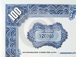 Shares certificate with serial number