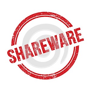 SHAREWARE text written on red grungy round stamp