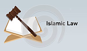 sharia law Islamic muslem legal legislation regulation concept hammer and book