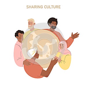 Sharing Culture. Flat Vector Illustration