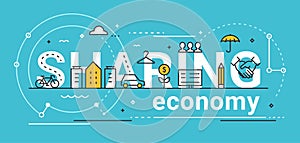 Sharing Economy Line Vector Concept Illustration