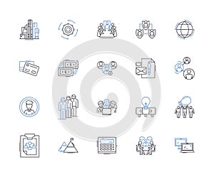 Sharing Economy outline icons collection. Collaborative, Network, Exchange, Disintermediation, Platform