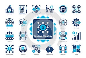 Sharing Economy solid icon set