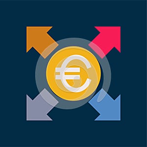 Sharing euro money - Flat color image.