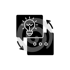 Sharing experience black glyph icon