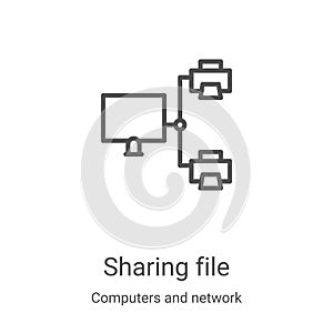 sharing file icon vector from computers and network collection. Thin line sharing file outline icon vector illustration. Linear