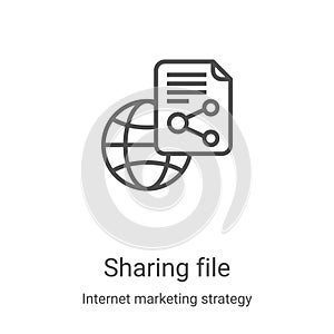 sharing file icon vector from internet marketing strategy collection. Thin line sharing file outline icon vector illustration.