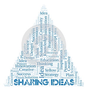 Sharing Ideas typography word cloud create with the text only.