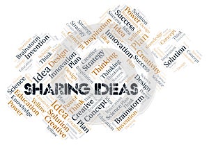 Sharing Ideas typography word cloud create with the text only.