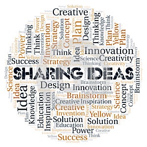Sharing Ideas typography word cloud create with the text only.