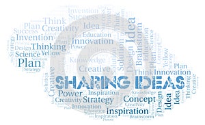 Sharing Ideas typography word cloud create with the text only.