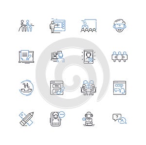 Sharing line icons collection. Collaboration, Connection, Communication, Partnership, Cooperation, Synergy, Exchange photo