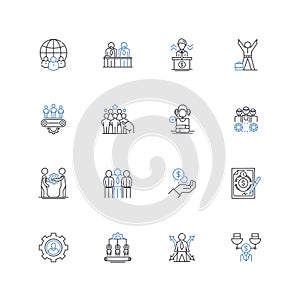 Sharing and transferring line icons collection. Share, Transfer, Exchange, Donate, Disperse, Distribute, Communicate