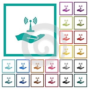 Sharing wireless network flat color icons with quadrant frames