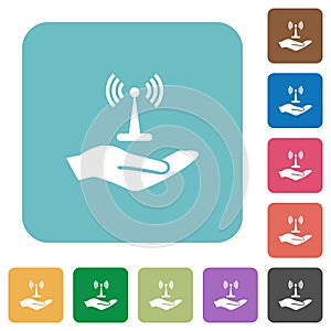 Sharing wireless network rounded square flat icons