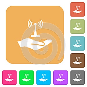 Sharing wireless network rounded square flat icons