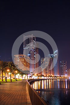 Sharjah Corniche Road at Night, Abu Dhabi